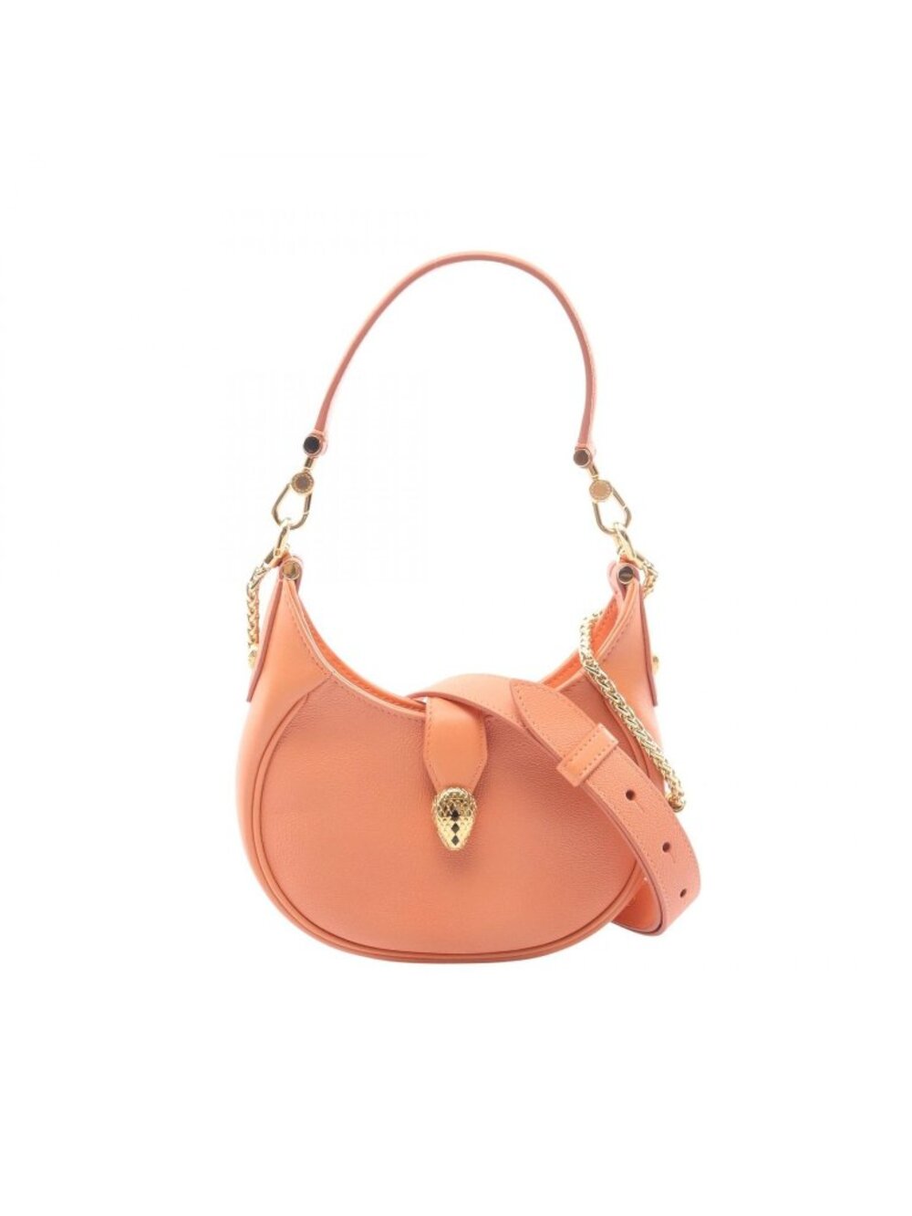 Bvlgari Shoulder Bag Serpenti Ellipse Small 2-Way Salmon Pink Leather